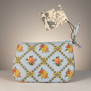 Pierre Deux Floral Wristlet Blue French Country Clutch Pouch
